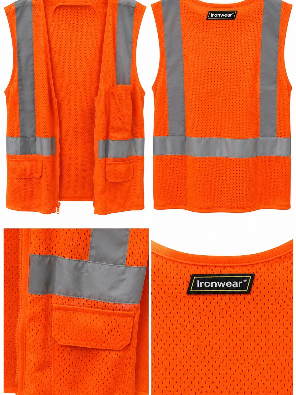 Men's High-Visibility Orange Safety Mesh Vest